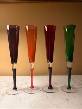 Movado multi colored Stem Hand-Made Champagne Flute